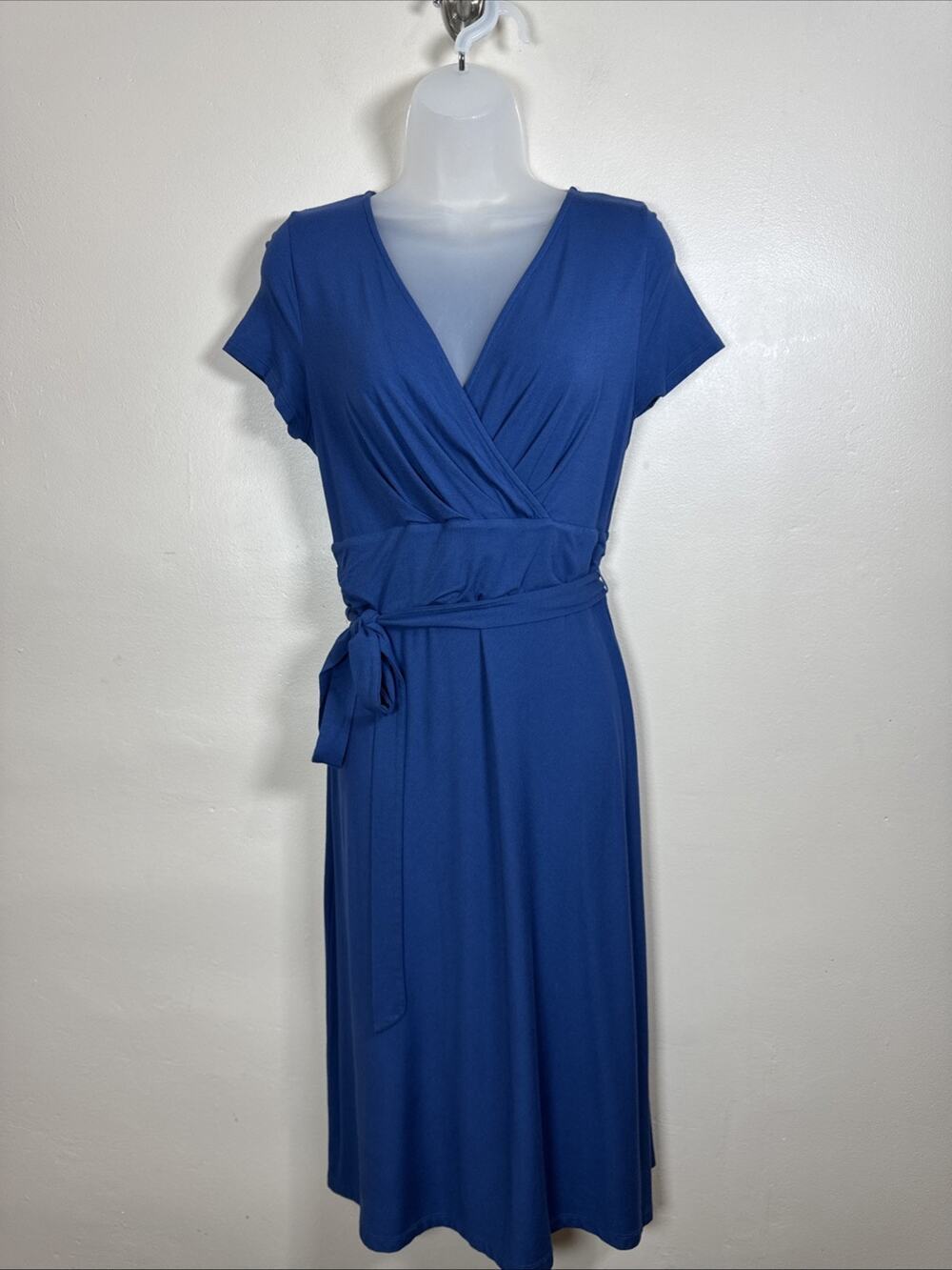 Talbots Womens Dress Casual A Line Jersey Knit Coastal Preppy A Blue S Wrap